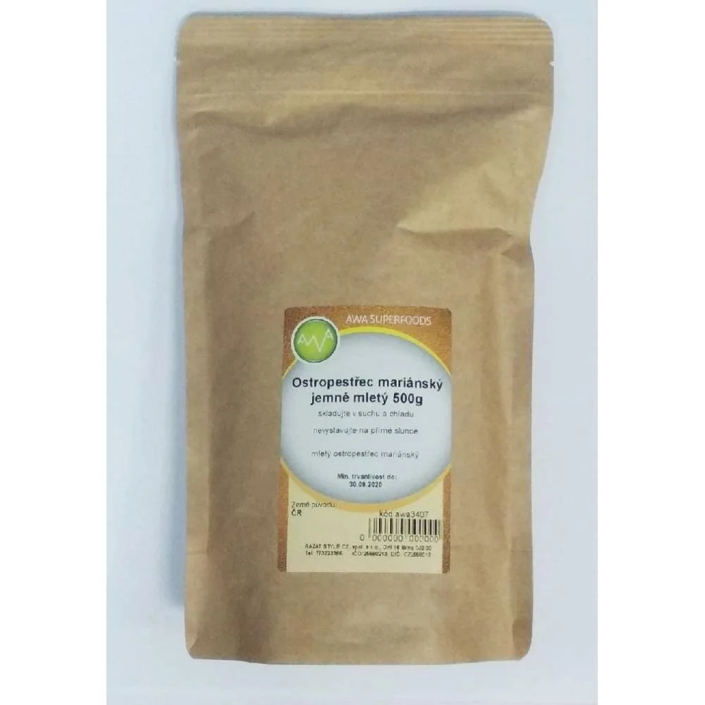 Milk thistle finely ground 500, Chardon-Marie finement moulu 500, AWA superfood