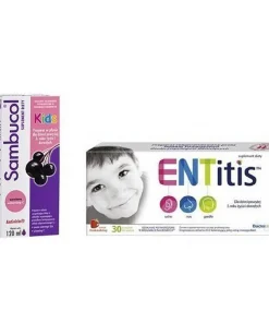 Adamed,Sambucol Junior  + Entitis Suction Strawberry  ,Sambucol Junior  120ml + Entitis Do Ssania Truskawkowy 30