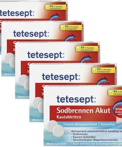 tetesept Sodbrennen Akut Kautabletten mit frischem Minzgeschmack, zuckerfrei – Tetesept Acute Heartburn Chewable Tablets, 100 tablets